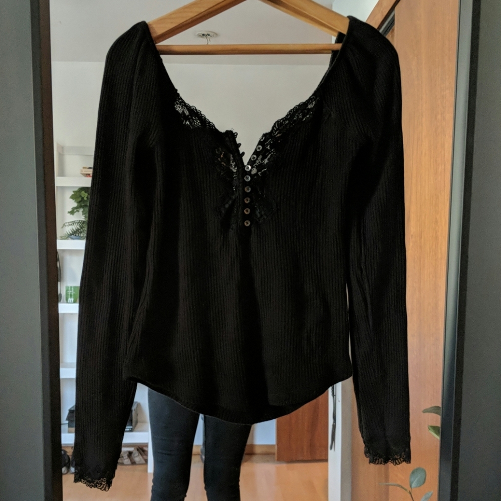 Free People Black Sweater Top